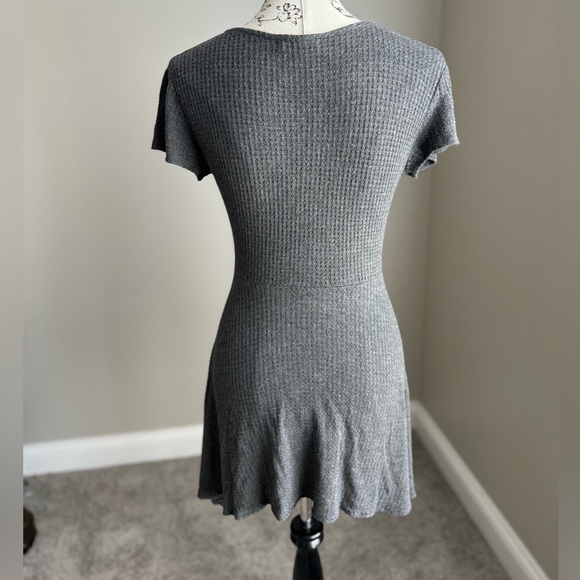 Roller Coster Gray Wrapped Silhouette Mini Dress - Picture 3 of 7